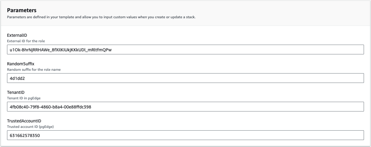 CloudFormation stack parameters