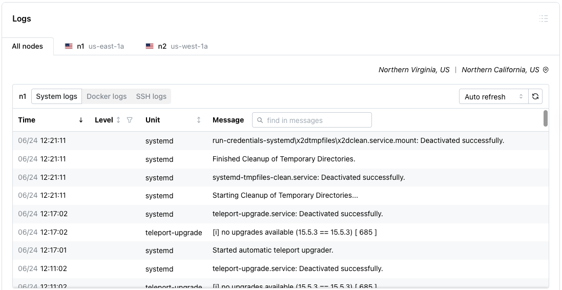 The cluster log files