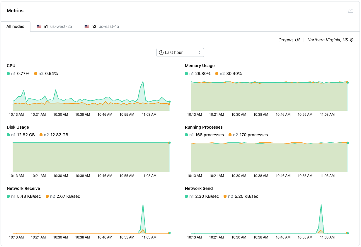 The cluster metrics