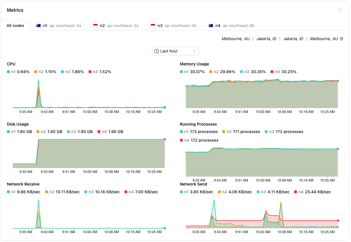 The cluster metrics
