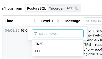Filtering the database log
