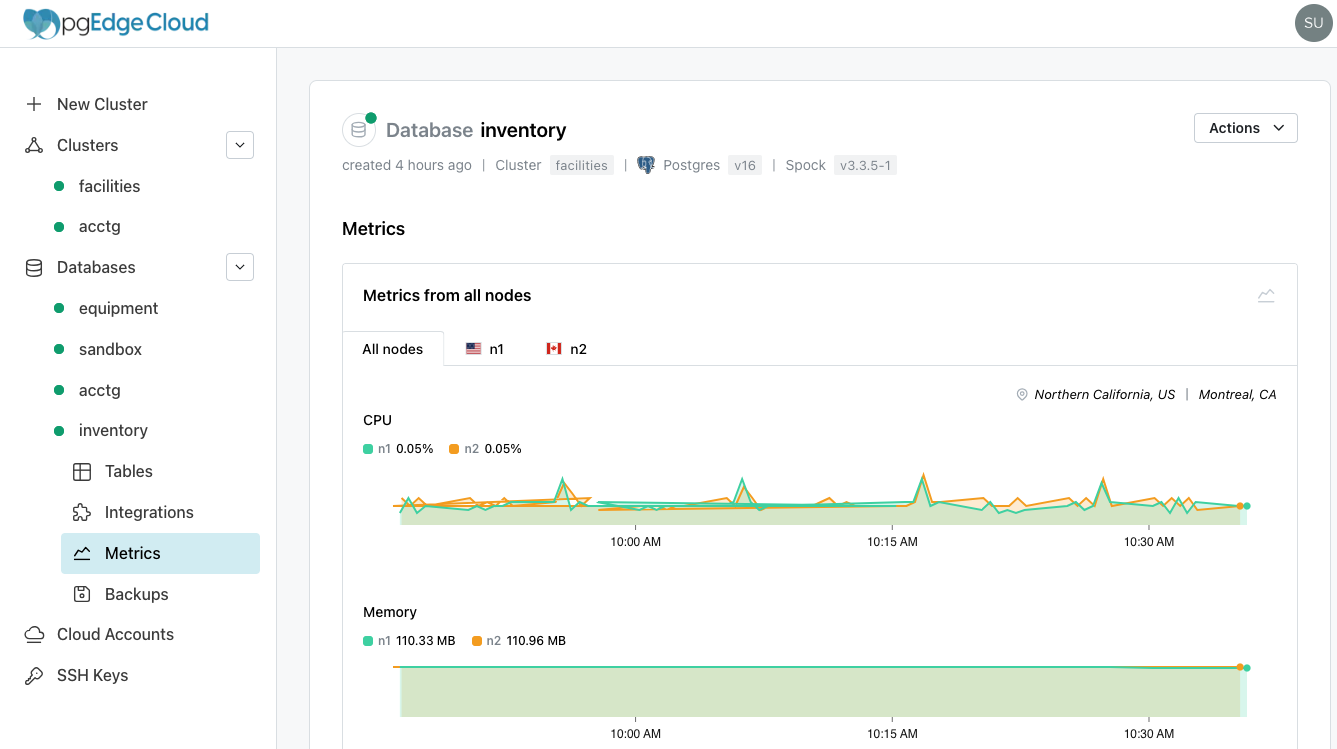 The Metrics dialog