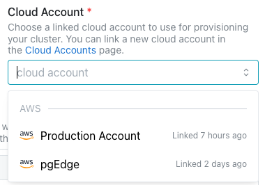Select a cloud account