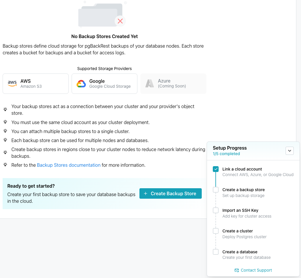 Create a Backup Store
