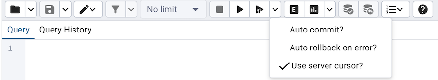Query Tool Server Cursor