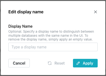 The Edit display name popup