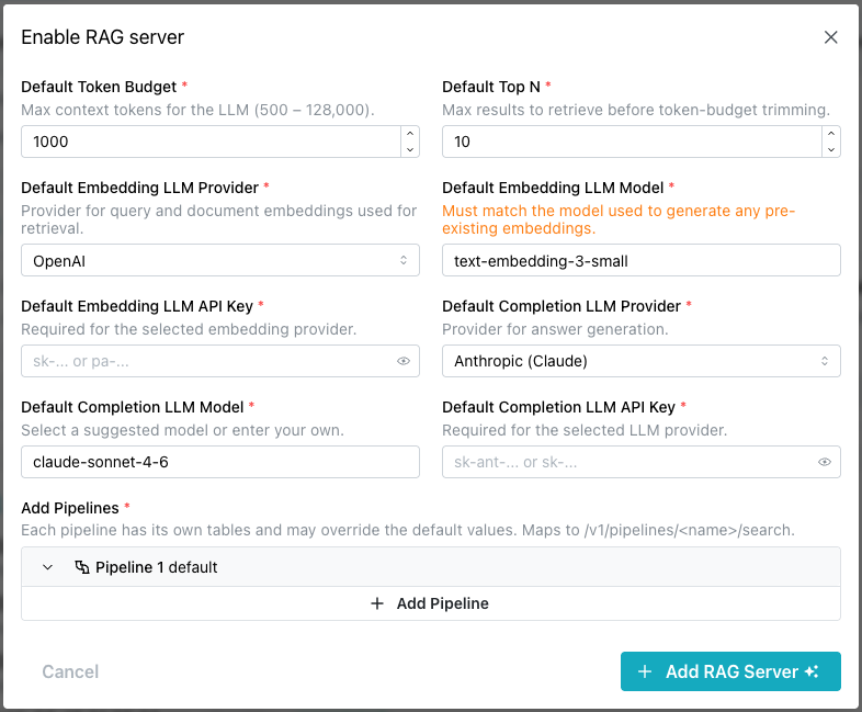 Provide details about the RAG Server