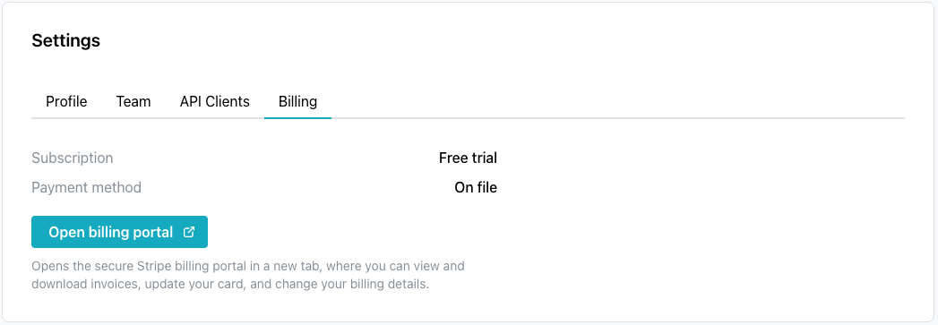 The Billing tab