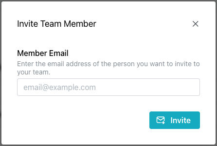 The Invite Team Member popup