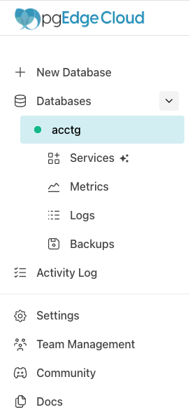 Displaying the currently deployed databases